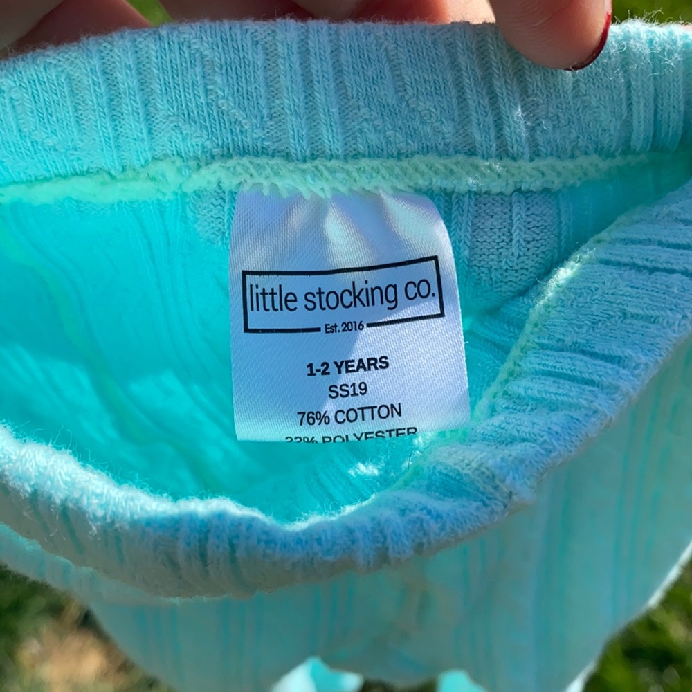 Little Stocking Co teal girls tights. EUC